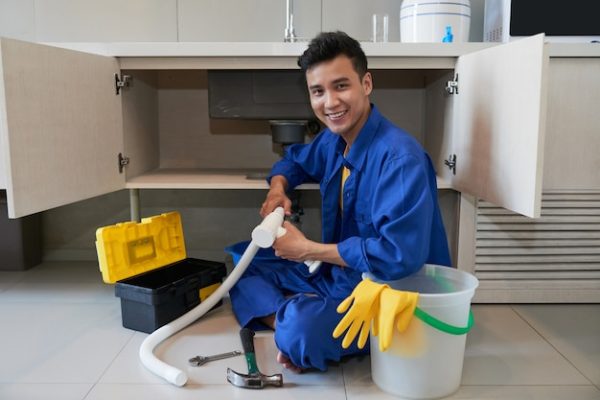 cheerful-asian-plumber-sitting-floor-repairing-kitchen-sink_1098-17780
